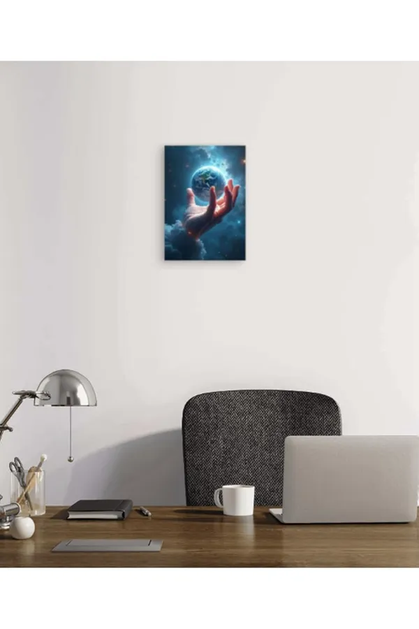 Multicolour_Earth_In_Hand_Glossy_Aluminum_Wall_Art_Inspirational_Metal_Print_Home_Decor