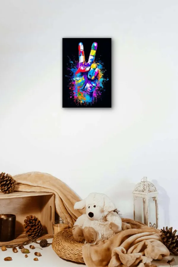 Multicolour_Colorful_Peace_Hand_Glossy_Aluminum_Metal_Wall_Art_Home_Decor