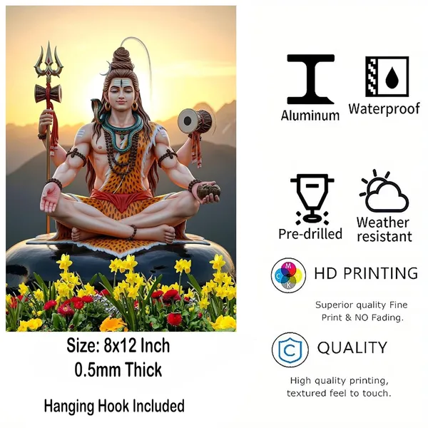 Multicolour_Lord_Shiva_Wall_Art_Metal_Poster_Glossy_Aluminum_Photo_Print_Home_Decor