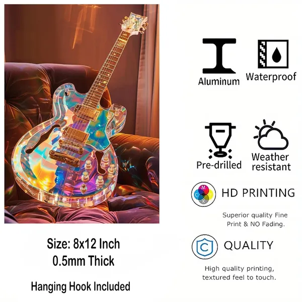 Multicolour_Glossy_Aluminum_Guitar_Wall_Art_Print_Home_Decor