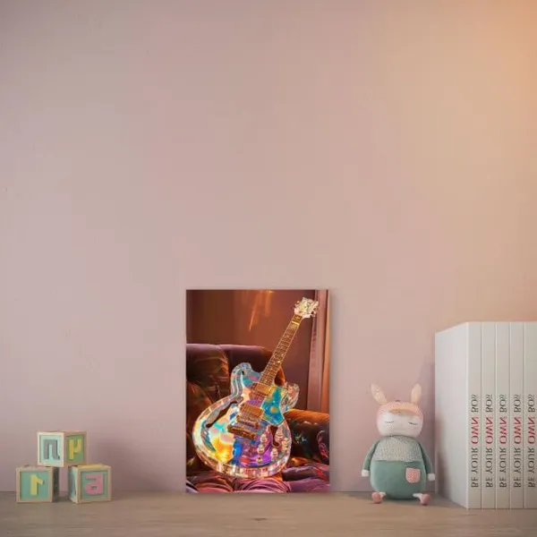 Multicolour_Glossy_Aluminum_Guitar_Wall_Art_Print_Home_Decor