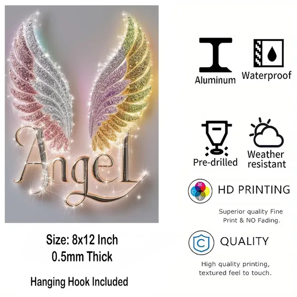 Multicolour_Angel_Wings_Metal_Wall_Art_Glossy_Aluminum_Photo_Print_Home_Decor