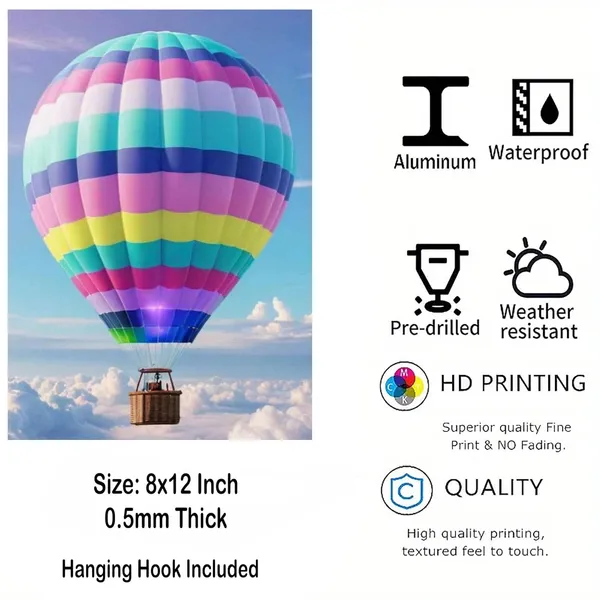 Multicolour_Hot_Air_Balloon_Wall_Art_Print_Metal_Photo_Frame_Home_Decor
