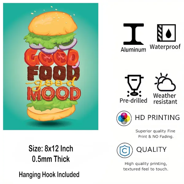 Multicolour_Metal_Wall_Art_Good_Food_Good_Mood_Cm_Glossy_Aluminum_Print_Home_Decor