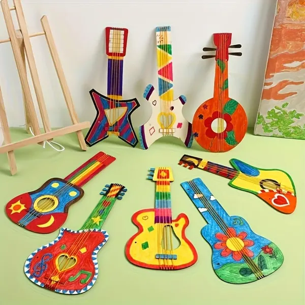 Beige_Unfinished_Wooden_Guitars_Craft_Kit_Kids