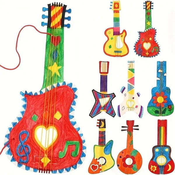 Beige_Unfinished_Wooden_Guitars_Craft_Kit_Kids