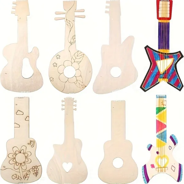 Beige_Unfinished_Wooden_Guitars_Craft_Kit_Kids