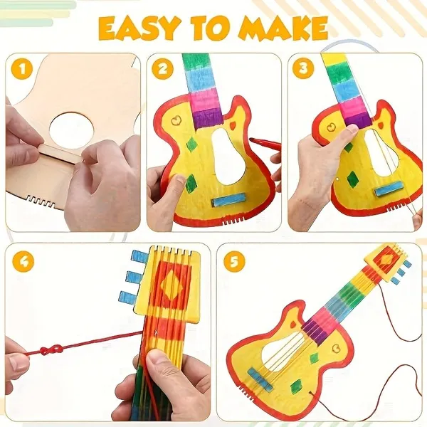 Beige_Unfinished_Wooden_Guitars_Craft_Kit_Kids