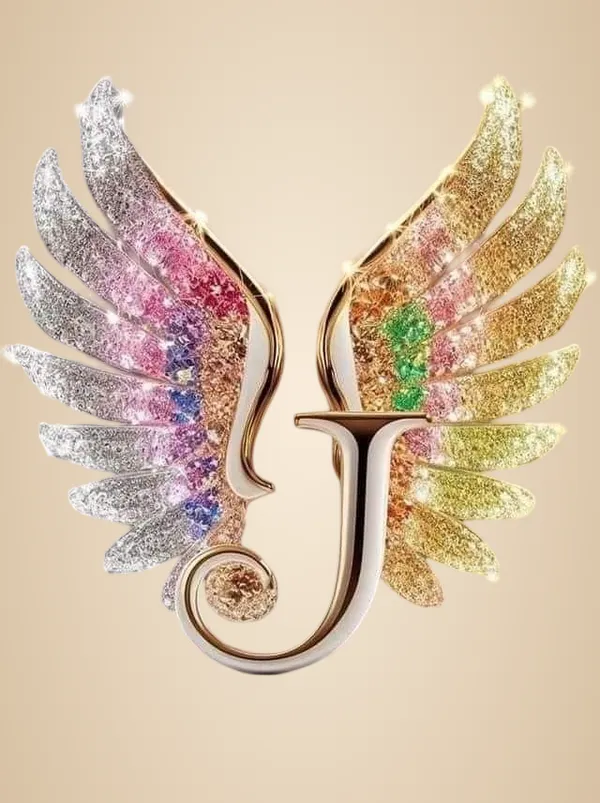 Multicolour_Letter_J_Wings_Design_Metal_Wall_Art_Cm_Glossy_Aluminum_Photo_Print_Home_Decor