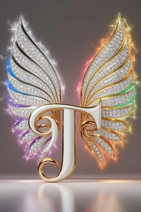 Multicolour_Glossy_Metal_Wall_Art_T_Letter_Wings_Design_Cm_Home_Decor