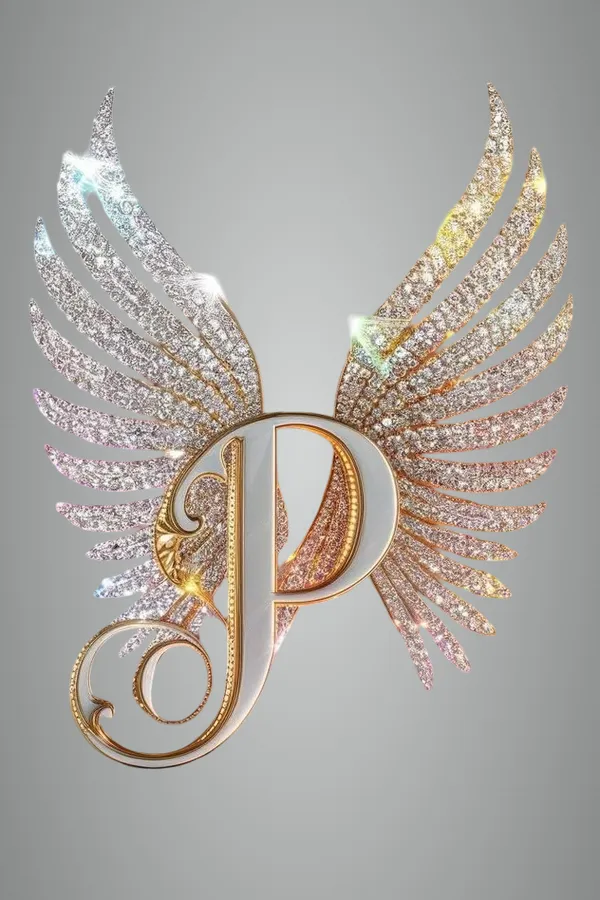 Multicolour_Glossy_Metal_Wall_Art_P_Letter_Wings_Design_Cm_Home_Decor