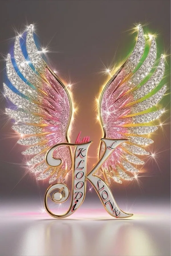 Multicolour_Letter_K_Wings_Design_Metal_Wall_Art_Cm_Glossy_Aluminum_Photo_Print_Home_Decor