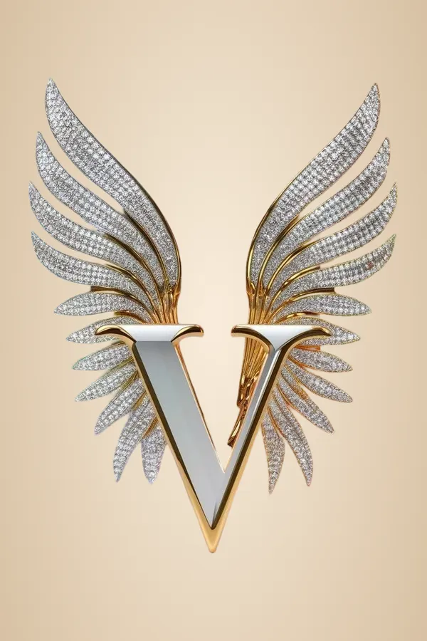 Multicolour_Glossy_Metal_Wall_Art_V_Letter_Wings_Design_X_X_Cm_Home_Decor