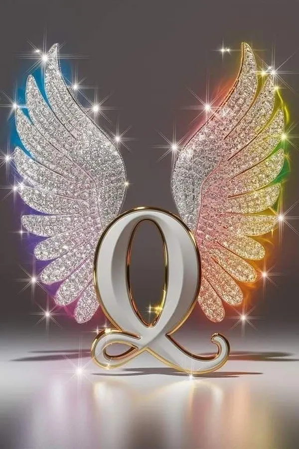 Multicolour_Glossy_Metal_Wall_Art_Q_Letter_Wings_Design_Cm_Home_Decor