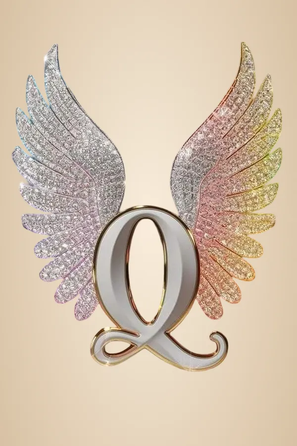 Multicolour_Glossy_Metal_Wall_Art_Q_Letter_Wings_Design_Cm_Home_Decor