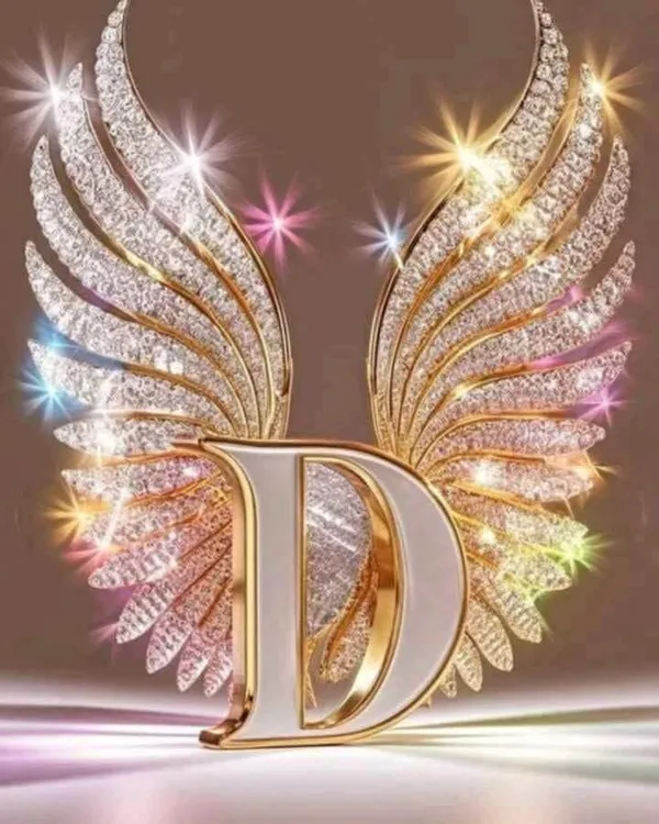 Multicolour_Glossy_Metal_Wall_Art_D_Letter_Wings_Design_Cm_Home_Decor