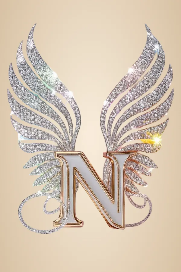 Multicolour_Glossy_Metal_Wall_Art_N_Letter_Wings_Design_Cm_Home_Decor