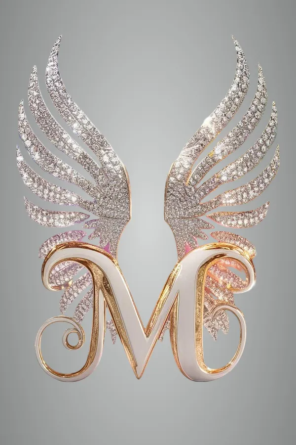 Multicolour_Glossy_Metal_Wall_Art_M_Letter_Wings_Design_Cm_Home_Decor