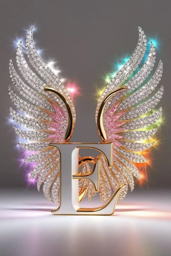 Multicolour_Glossy_Metal_Wall_Art_E_Letter_Wings_Design_Cm_Home_Decor