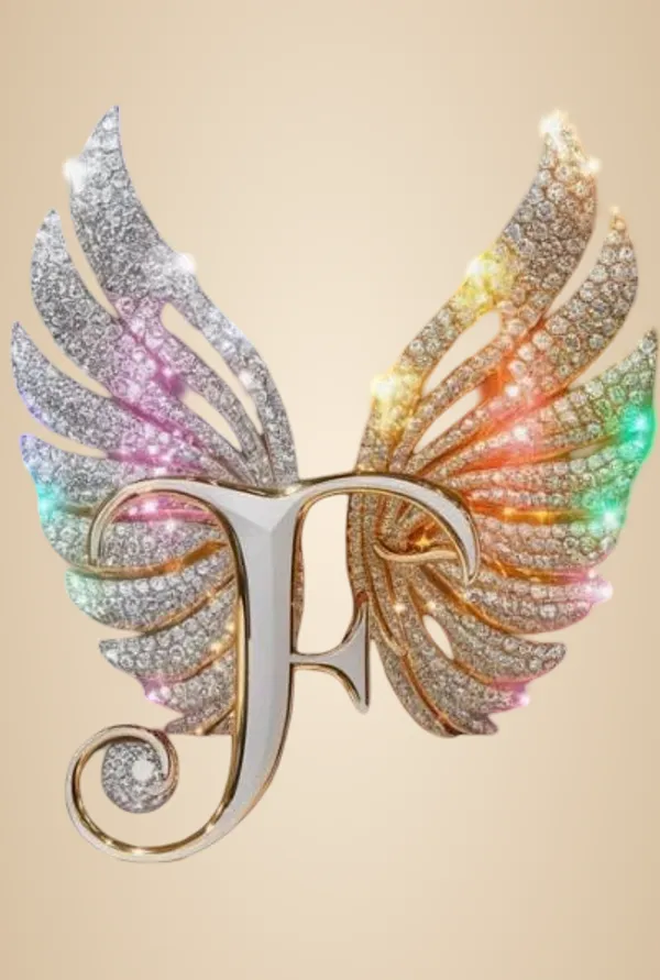 Multicolour_Glossy_Metal_Wall_Art_F_Letter_Wings_Design_Cm_Home_Decor