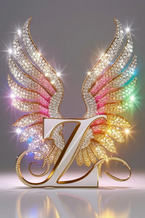 Multicolour_Glossy_Metal_Wall_Art_Z_Letter_Wings_Design_Cm_Home_Decor