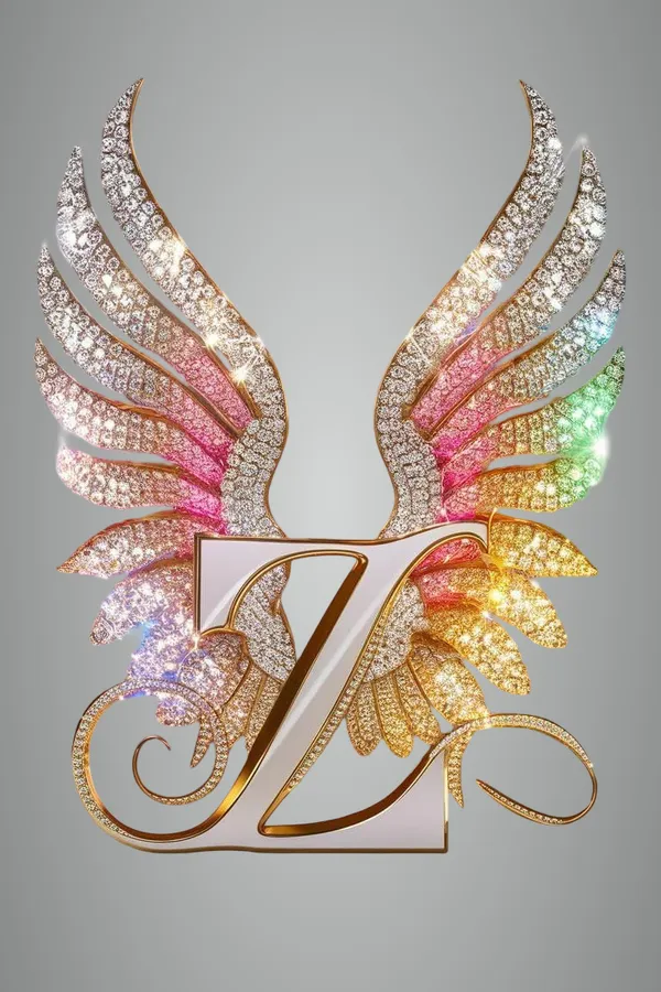 Multicolour_Glossy_Metal_Wall_Art_Z_Letter_Wings_Design_Cm_Home_Decor