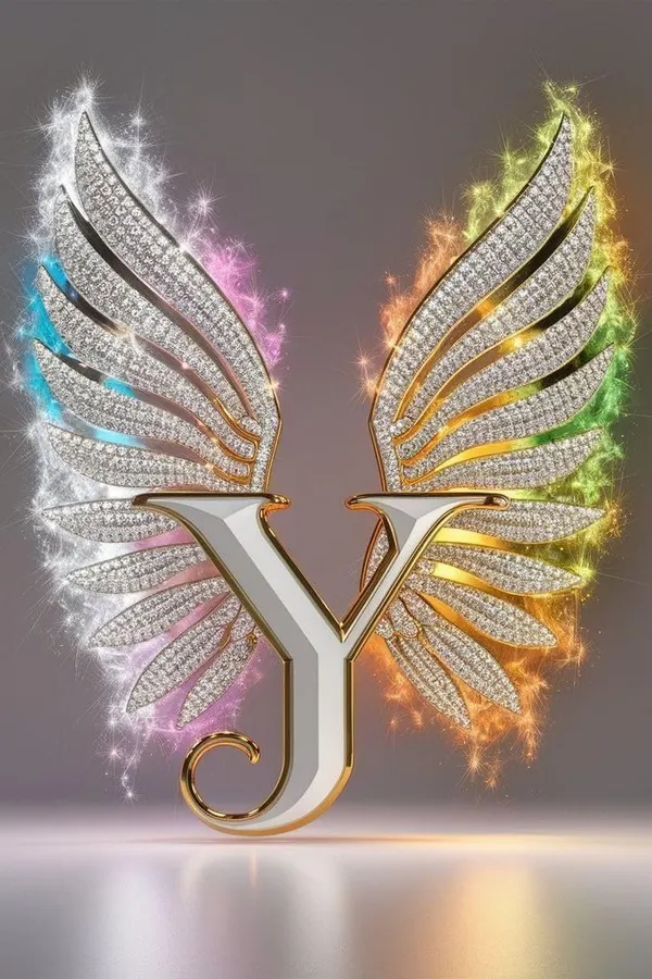 Multicolour_Glossy_Metal_Wall_Art_Y_Letter_Wings_Design_Cm_Home_Decor