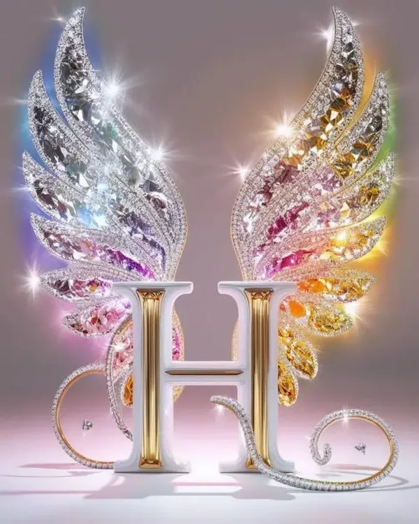 Multicolour_Letter_H_Wings_Design_Glossy_Aluminum_Photo_Print_Cm_Home_Decor