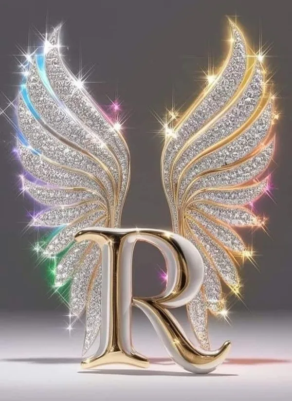 Multicolour_Glossy_Metal_Wall_Art_R_Letter_Wings_Design_Cm_Home_Decor