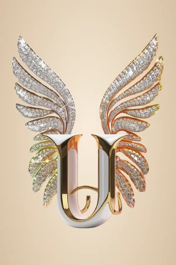Multicolour_Glossy_Metal_Wall_Art_U_Letter_Wings_Design_Cm_Home_Decor
