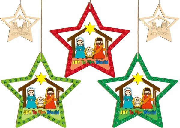 Beige_Christmas_Wooden_Star_Craft_Diy_Nativity_Star_Ornaments_Kids