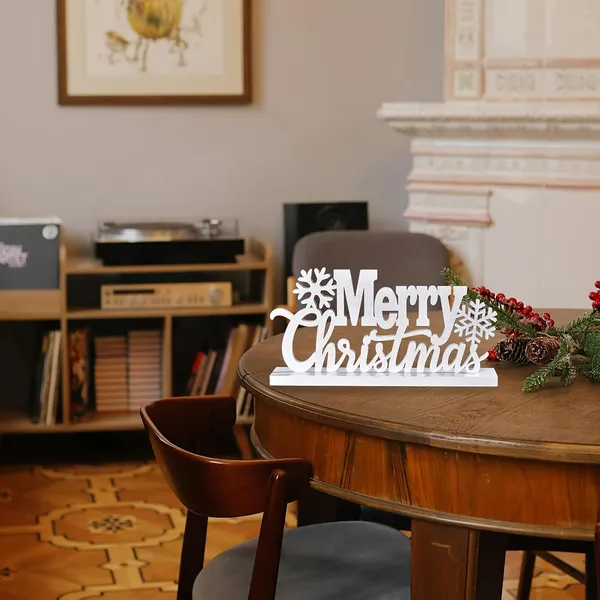 White_Merry_Christmas_Table_Centerpiece_X_X_Cm_Home_Decor