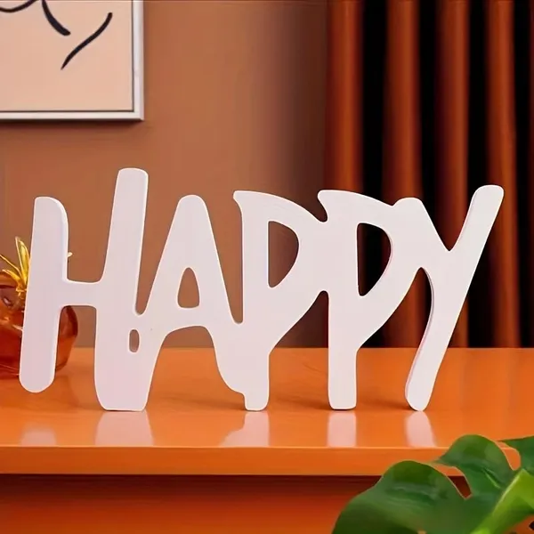 White_Happy_White_Letter_Decoration_Wpc_Art_Style_Desktop_Decor_Suitable_Home_Decor