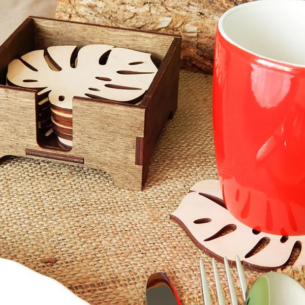 Beige_Wooden_Monstera_Leaf_Coasters_Tropical_Drink_Coasters_Diy_And_Craft