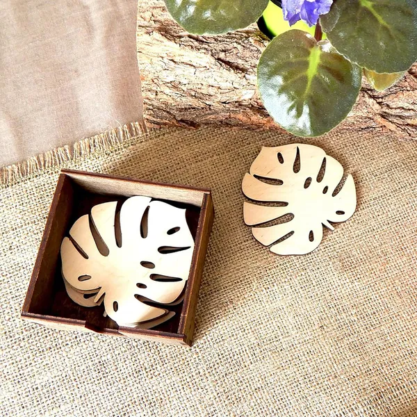 Beige_Wooden_Monstera_Leaf_Coasters_Tropical_Drink_Coasters_Diy_And_Craft