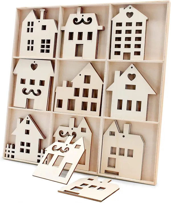 Beige_Wooden_House_Shaped_Unfinished_Wood_Hanging_Ornaments_Kids