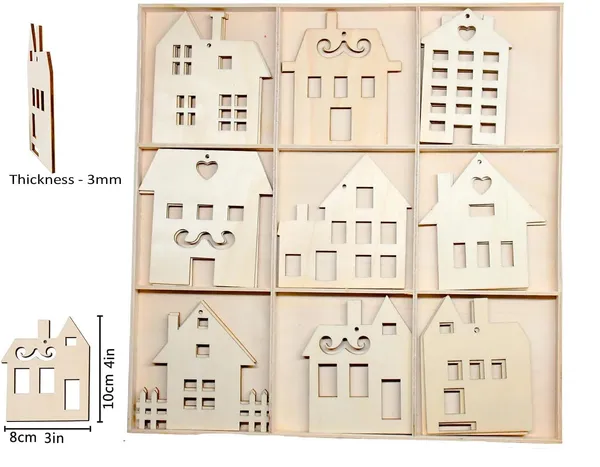 Beige_Wooden_House_Shaped_Unfinished_Wood_Hanging_Ornaments_Kids