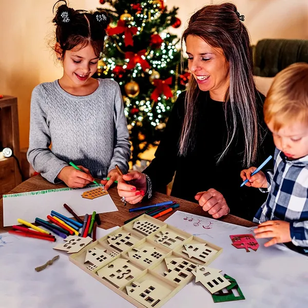 Beige_Wooden_House_Shaped_Unfinished_Wood_Hanging_Ornaments_Kids