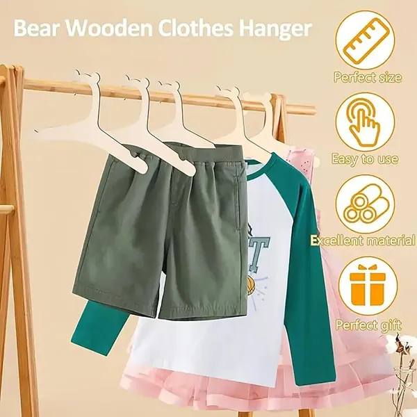 Beige_Kids_Closet_Hangers_Cute_Bear_Shaped_Wooden_Hangers_Kids
