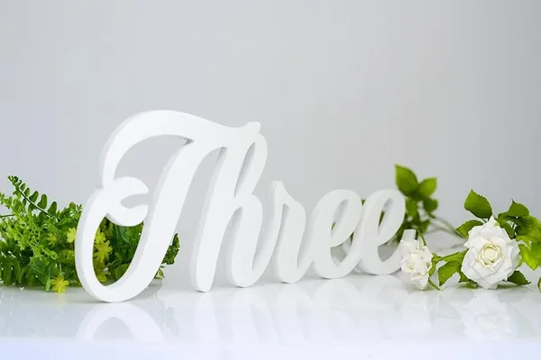 White_Three_Sign_Wpc_Baby_Milestone_Third_Birthday_Decor_Number_Three_Cake_Smash_Photo_Prop_Preschooler_Wall_D_Cor_Baby