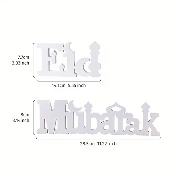 White_Eid_Mubarak_Letter_Sign_White_Pvc_Tabletop_Islamic_Home_Decor