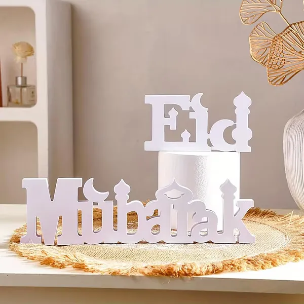 White_Eid_Mubarak_Letter_Sign_White_Pvc_Tabletop_Islamic_Home_Decor