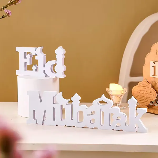 White_Eid_Mubarak_Letter_Sign_White_Pvc_Tabletop_Islamic_Home_Decor