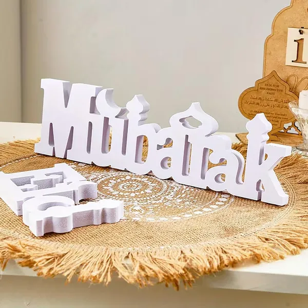 White_Eid_Mubarak_Letter_Sign_White_Pvc_Tabletop_Islamic_Home_Decor