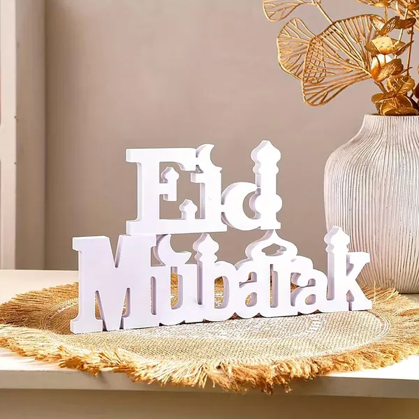 White_Eid_Mubarak_Letter_Sign_White_Pvc_Tabletop_Islamic_Home_Decor