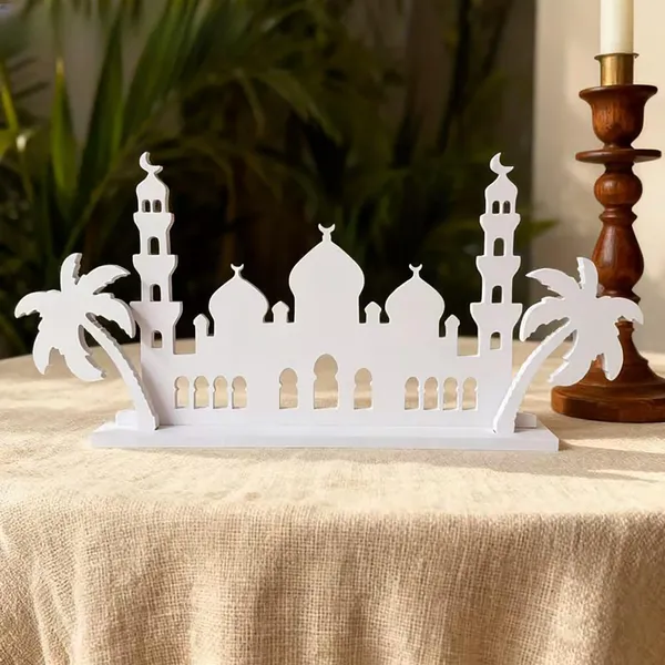 White_D_Ramadan_Eid_Mubarak_Table_Centerpiece_Pvc_Islamic_Mosque_Festival
