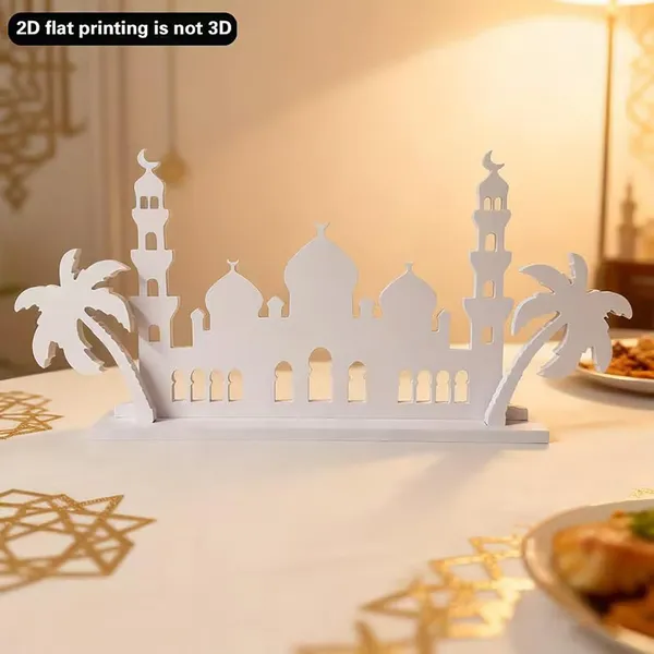 White_D_Ramadan_Eid_Mubarak_Table_Centerpiece_Pvc_Islamic_Mosque_Festival