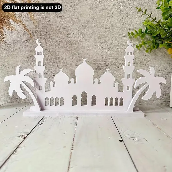White_D_Ramadan_Eid_Mubarak_Table_Centerpiece_Pvc_Islamic_Mosque_Festival