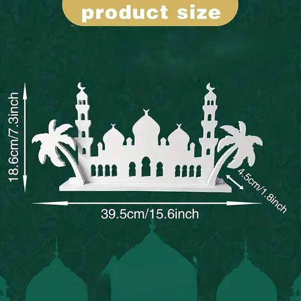 White_D_Ramadan_Eid_Mubarak_Table_Centerpiece_Pvc_Islamic_Mosque_Festival