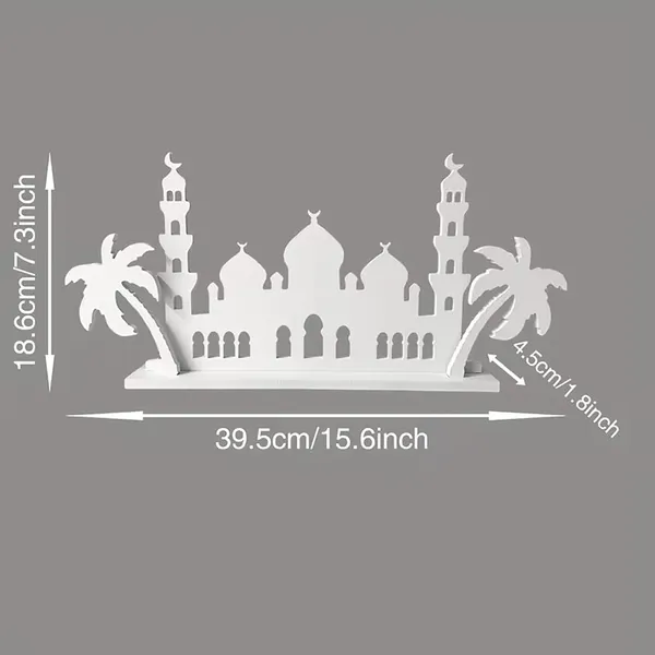 White_D_Ramadan_Eid_Mubarak_Table_Centerpiece_Pvc_Islamic_Mosque_Festival